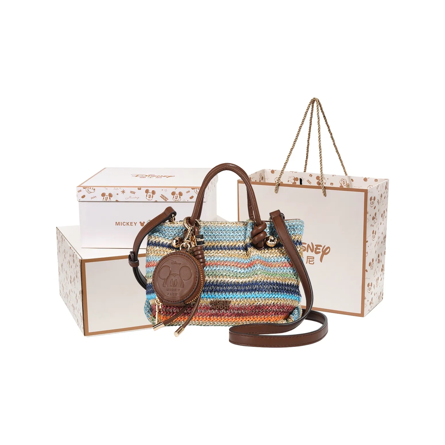 Disney Mickey Series ПУ (полиуретан) Сумка через плечо Сумка Обычная Женская Джинсовый синий Абрикосовый цветок