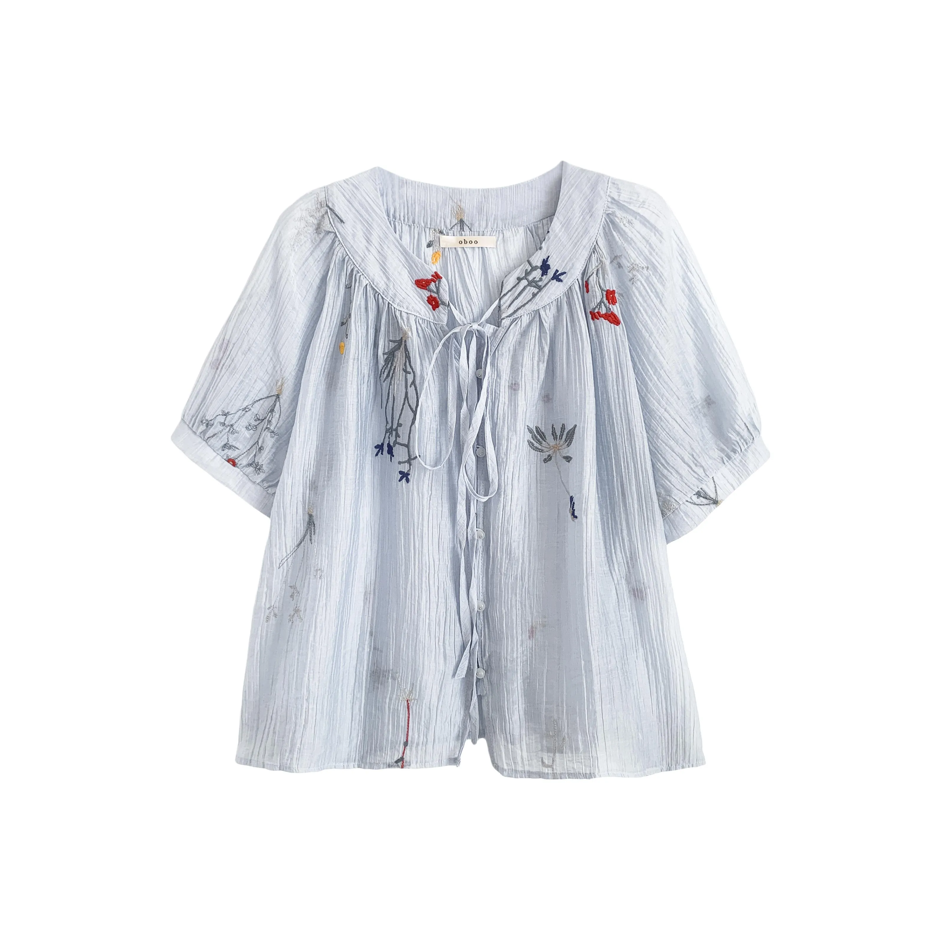 OUBO Небесно-голубые Женские Рубашки