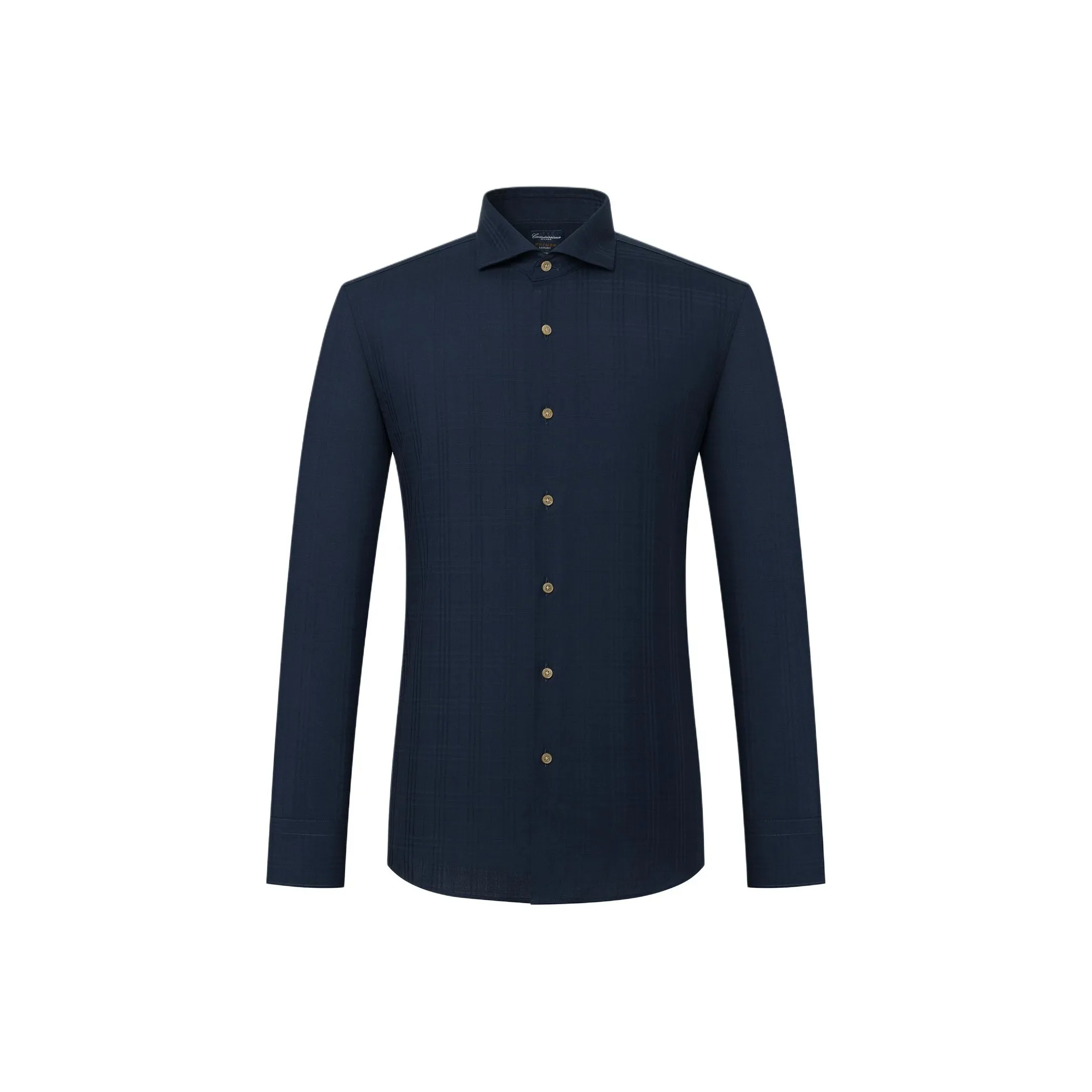 Camicissima Темно-синий, Стандартный Windsor воротник/Двойной на пуговицах, Квадратные рукава, Мужская рубашка