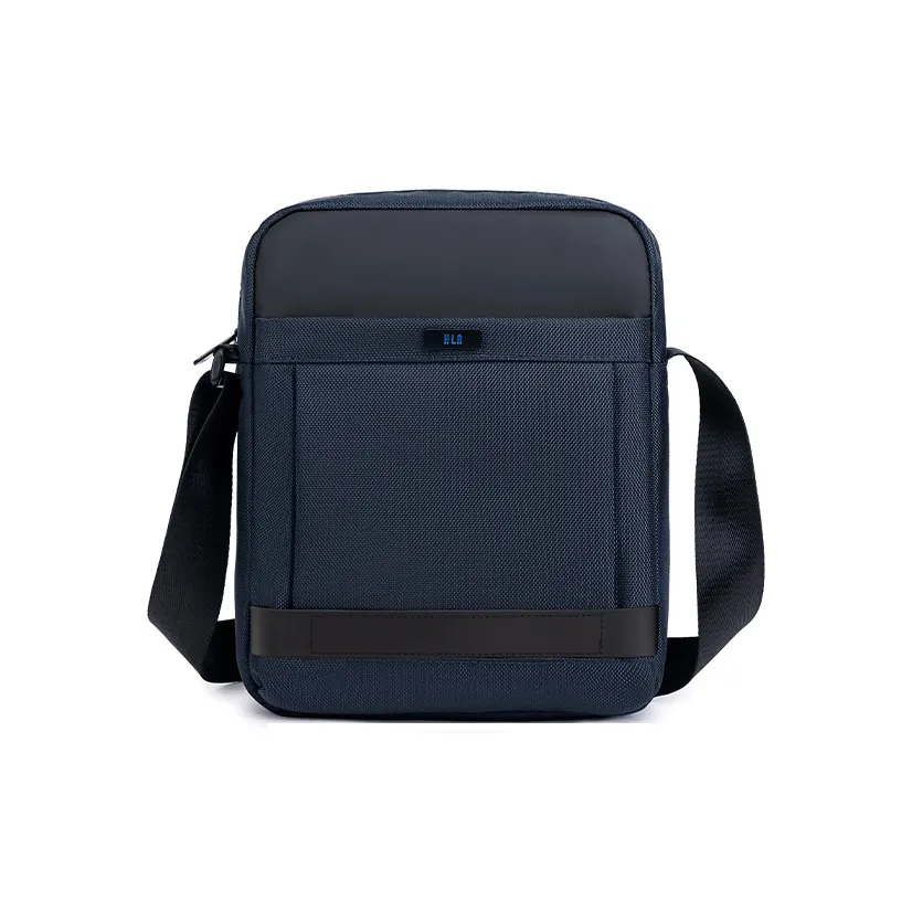 HLA Polyester Crossbody Bag, Shoulder Bag Medium Size Men's Navy Blue/Carbon Fiber Black
