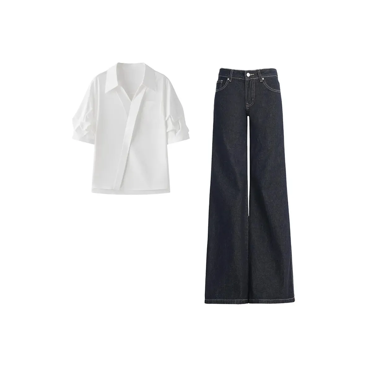COVER TIME Рубашка + Джинсы Женские Повседневные костюмы