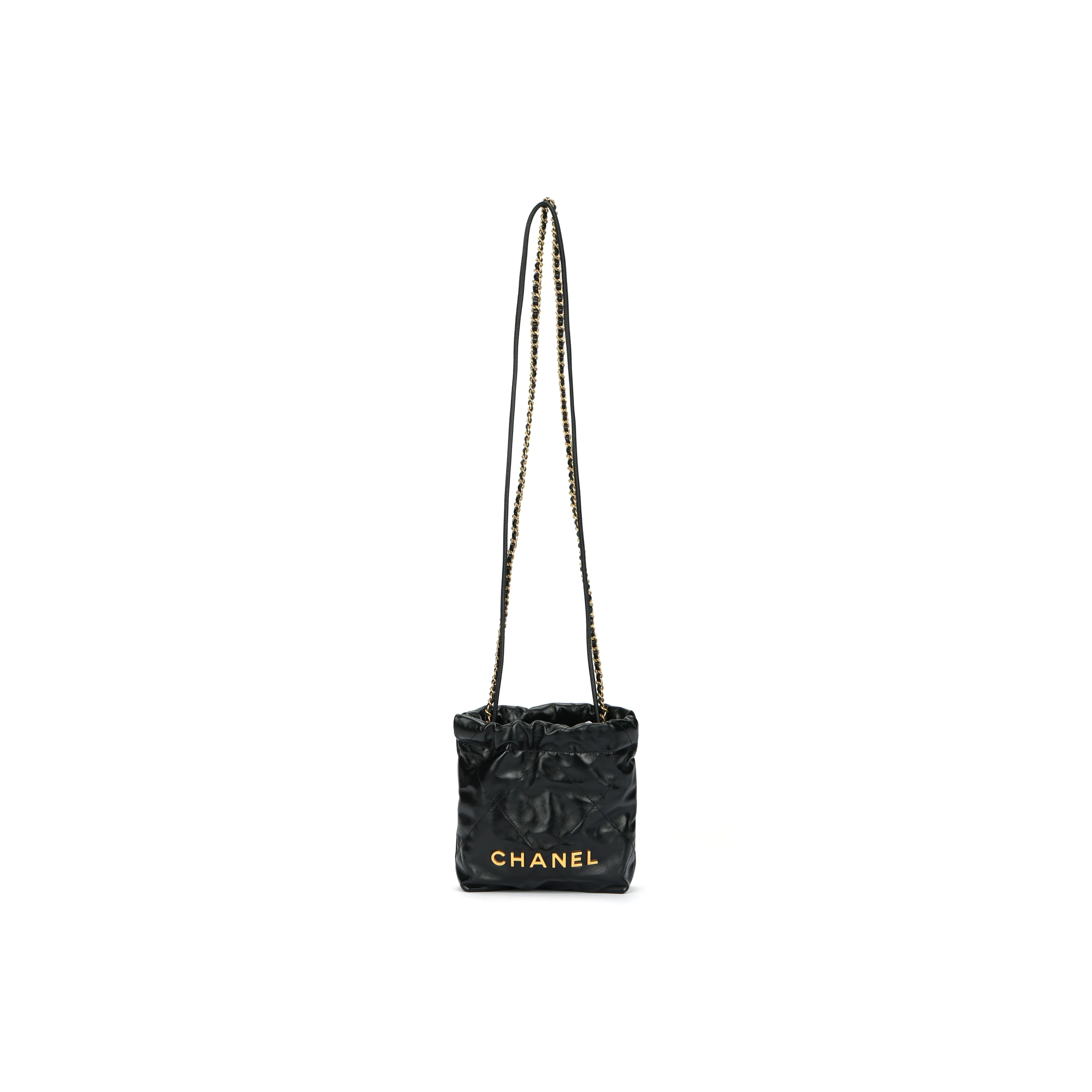 CHANEL 22 Handbag Mini 23S Shiny Calfskin Black