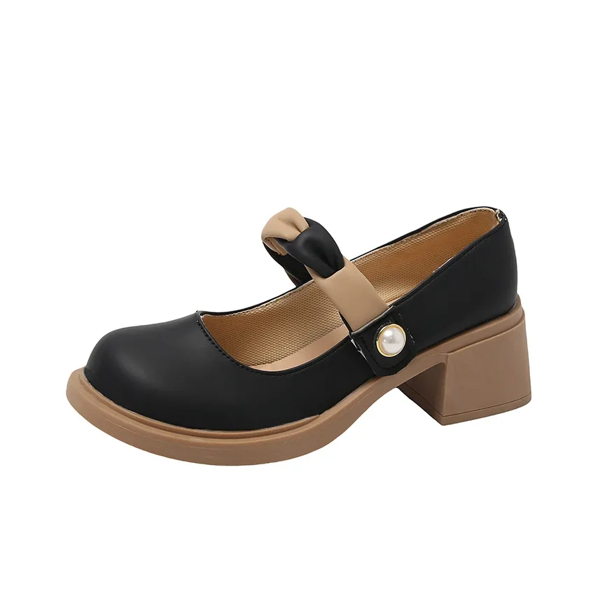 Little Red Man Грубый каблук Туфли Мэри Джейн Женские