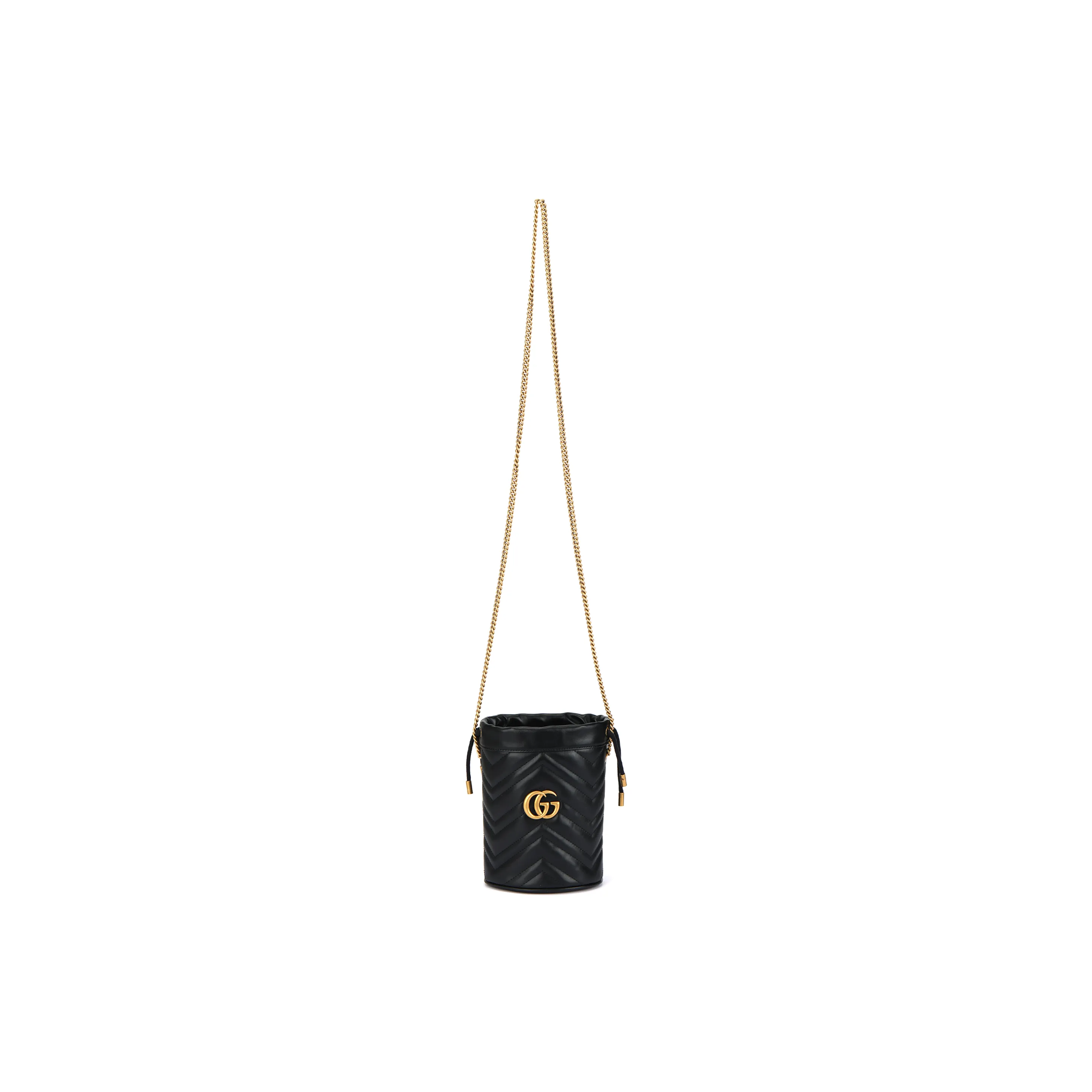 GUCCI GG Marmont Quilting Leather Bucket Bags Chain Crossbody Bag Shoulder Bag Women's Black