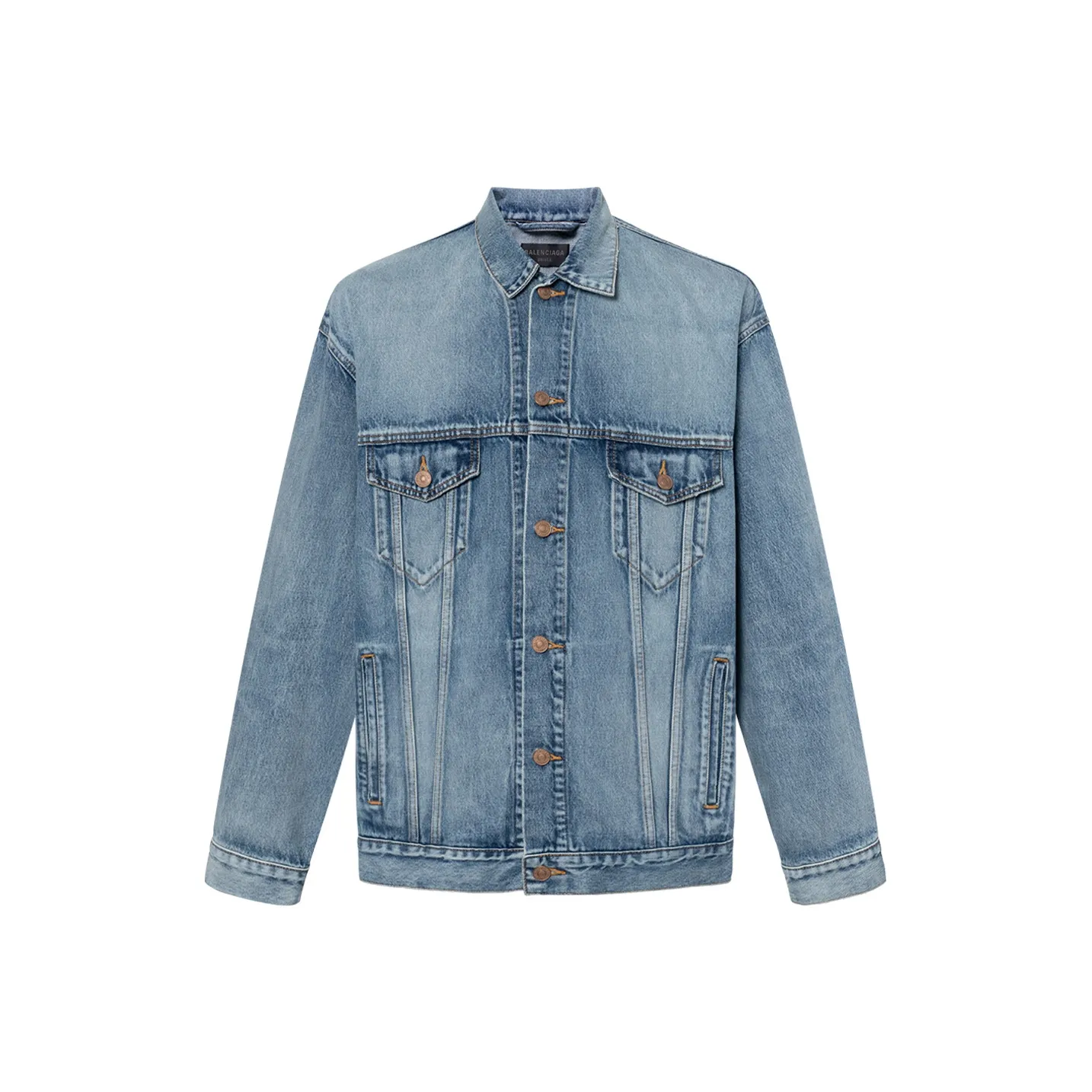 Balenciaga Large Fit Grafitti Backlogo Denim Jacket