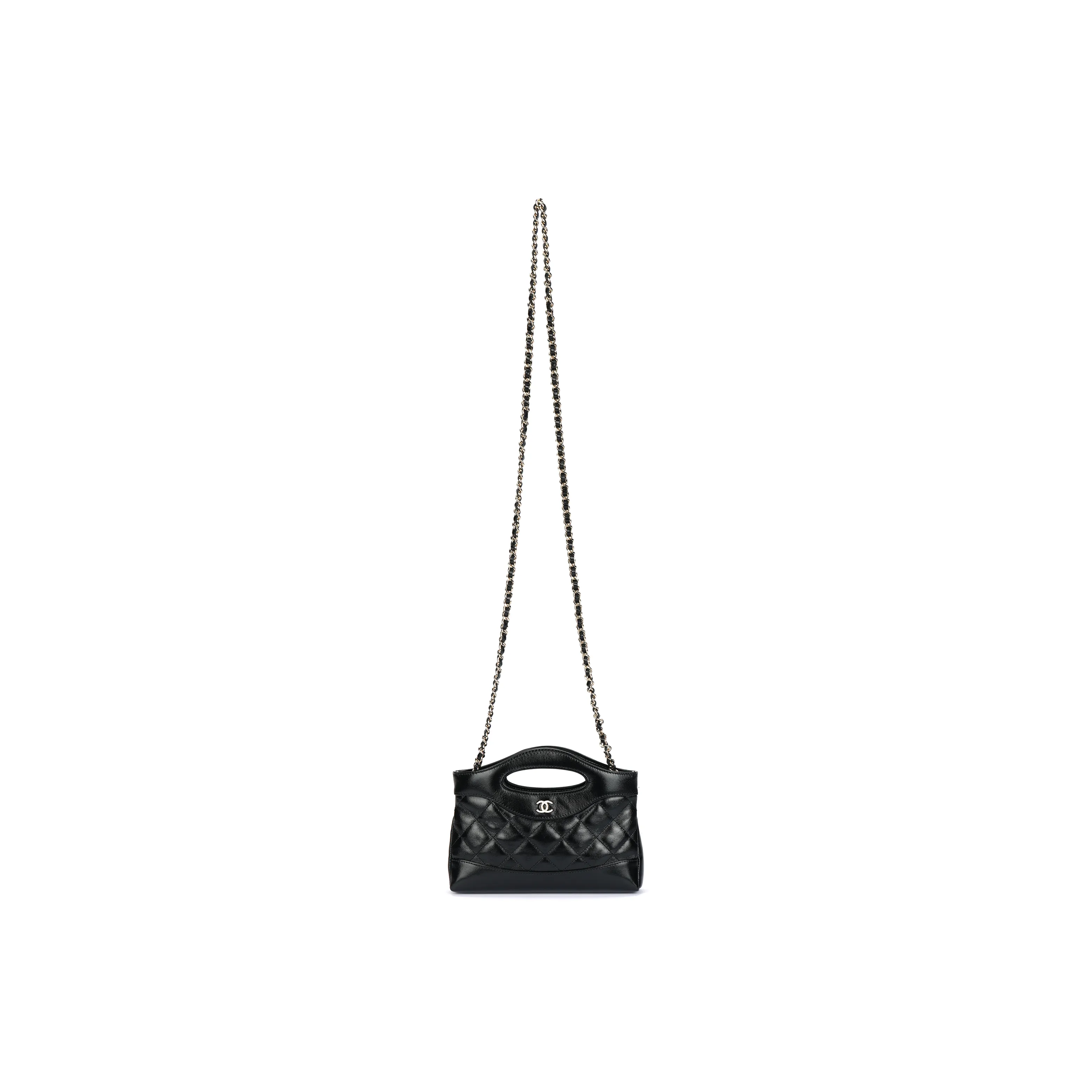 CHANEL Polished Lambskin Chain Handbag, Shoulder Bag, Crossbody Bag, Clutch Women's Black