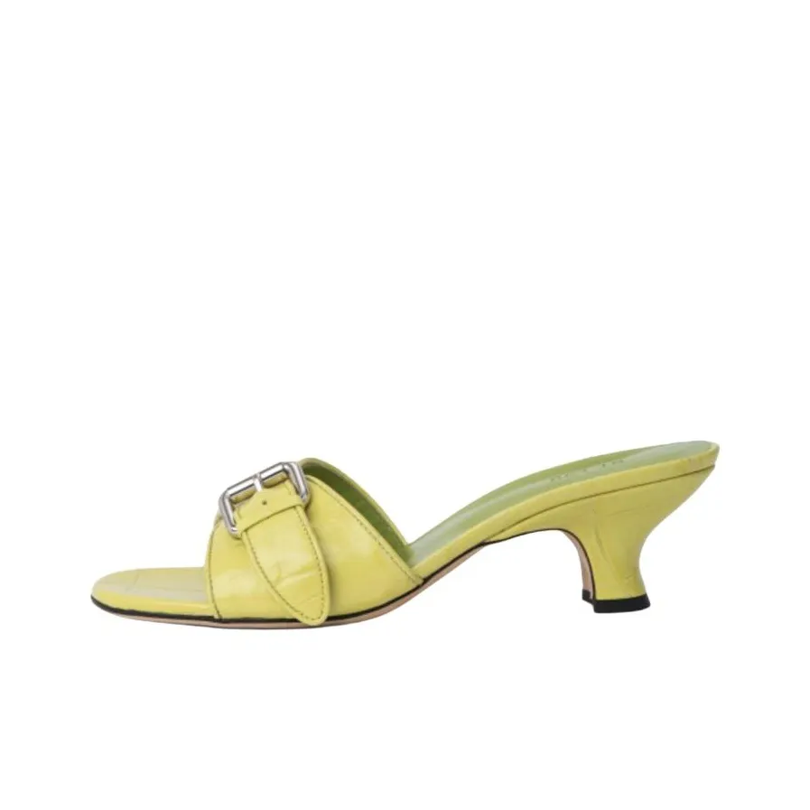 By Far 55mm Elton Crocodile-embossed Leather Mules