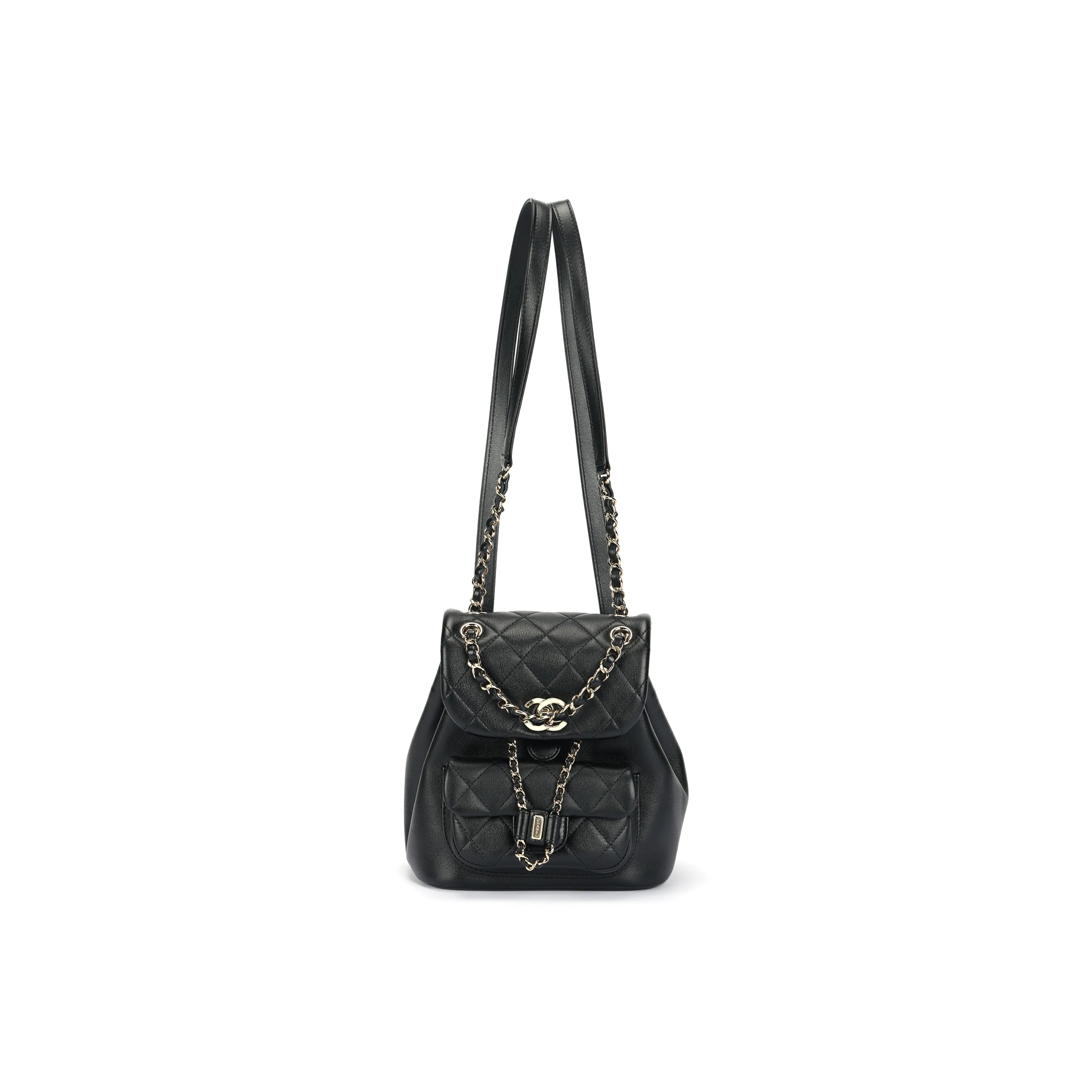CHANEL Duma Cow Leather Backpack Trumpets Women's Black