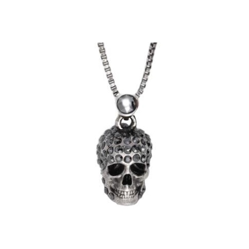 Alexander McQueen Pave Skull Pendant Necklace - POIZON