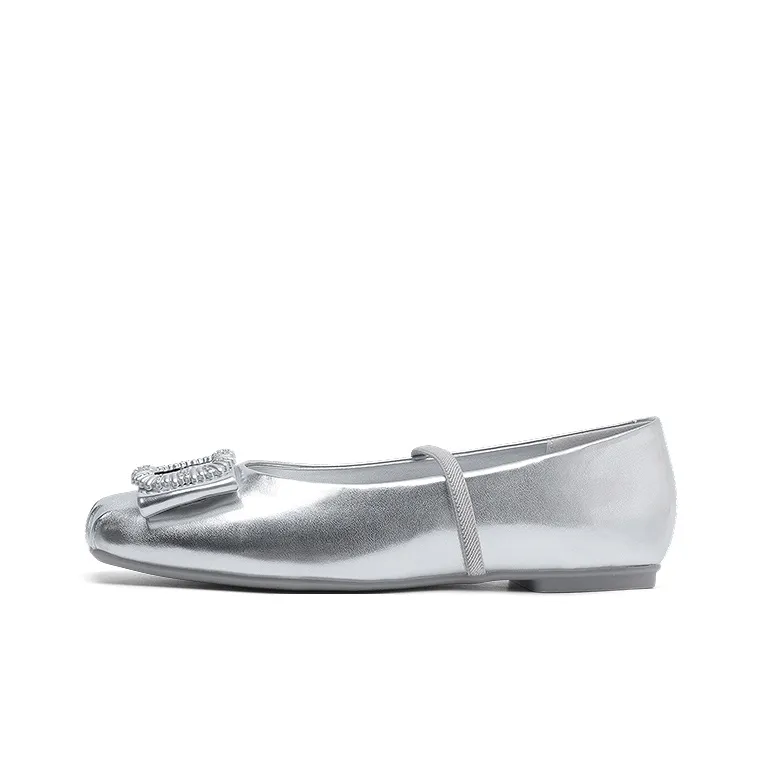 DAPHNE Плоская подошва Туфли Мэри Джейн Женские Серебряные