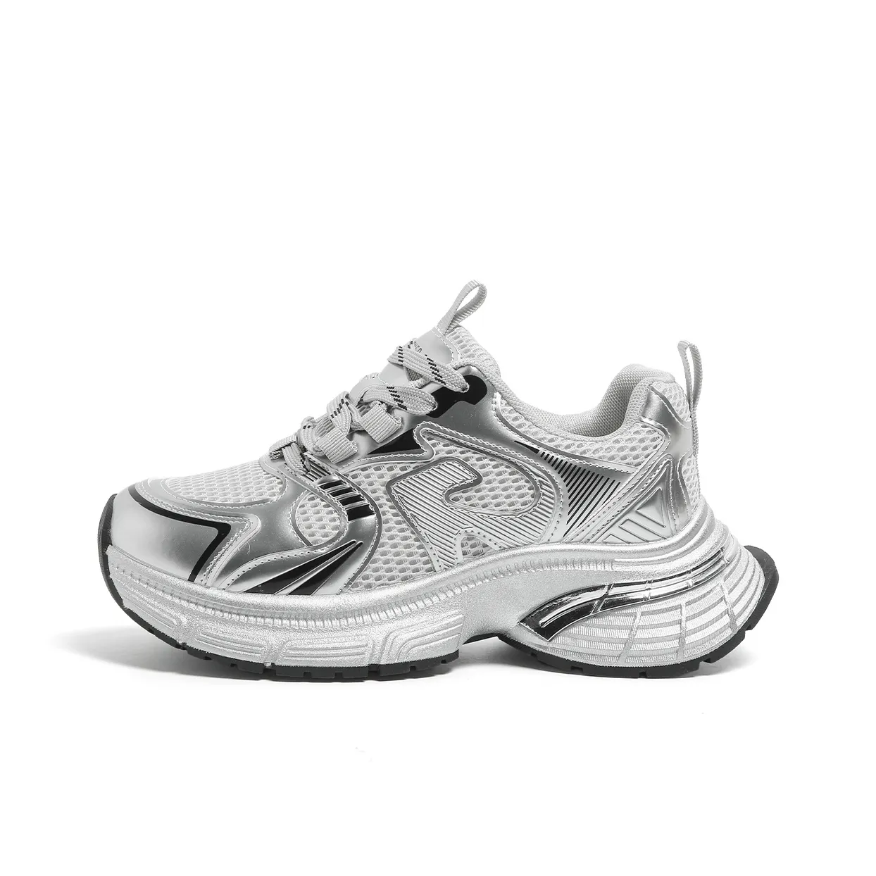 FOREVER 21 Амортизация Износостойкие Низкие Кеды с Толстой Подошвой Женские Серебряные