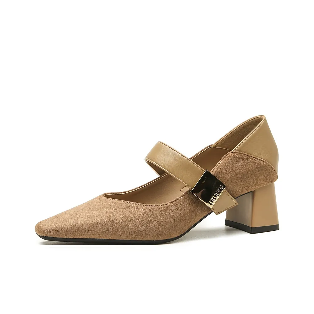 GOSO Грубый каблук Мэри Джейн Женские туфли Хаки