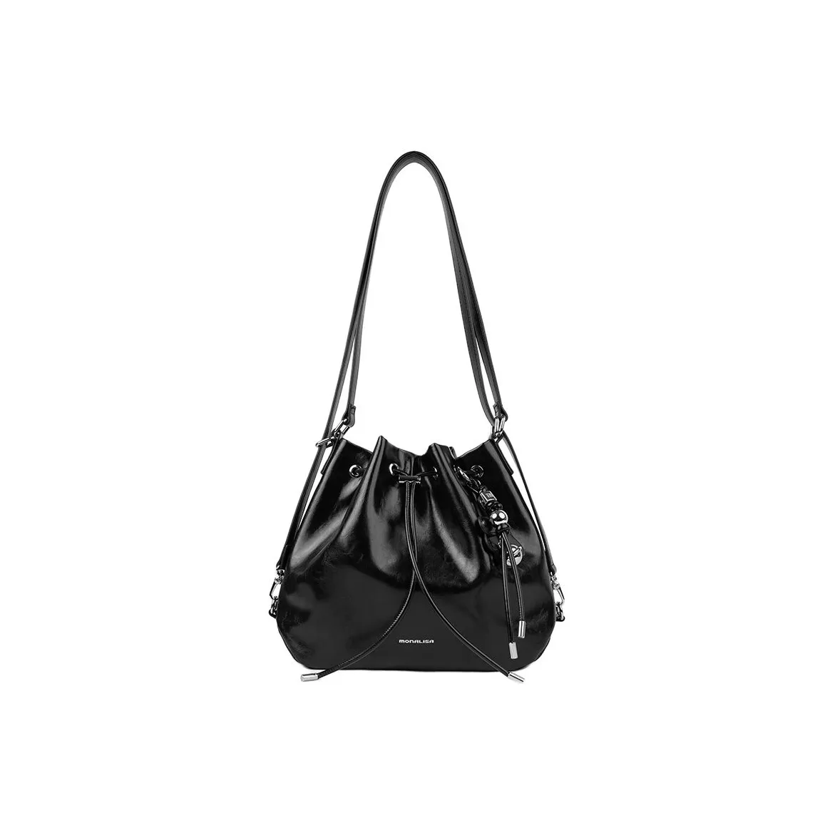 Monna Lisa Коровья кожа Ведрообразная сумка Сумка через плечо Стандартная Женская Черная