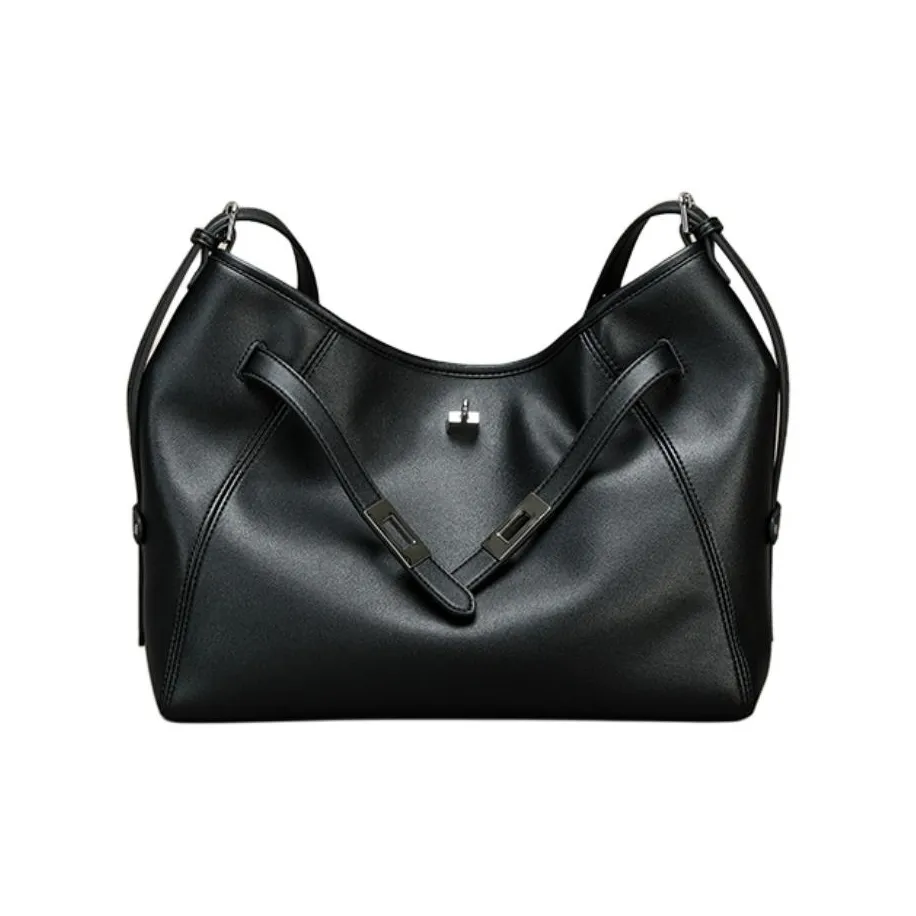 SHIZIYOUA Сумка через плечо из коровьей кожи Мужская Черная