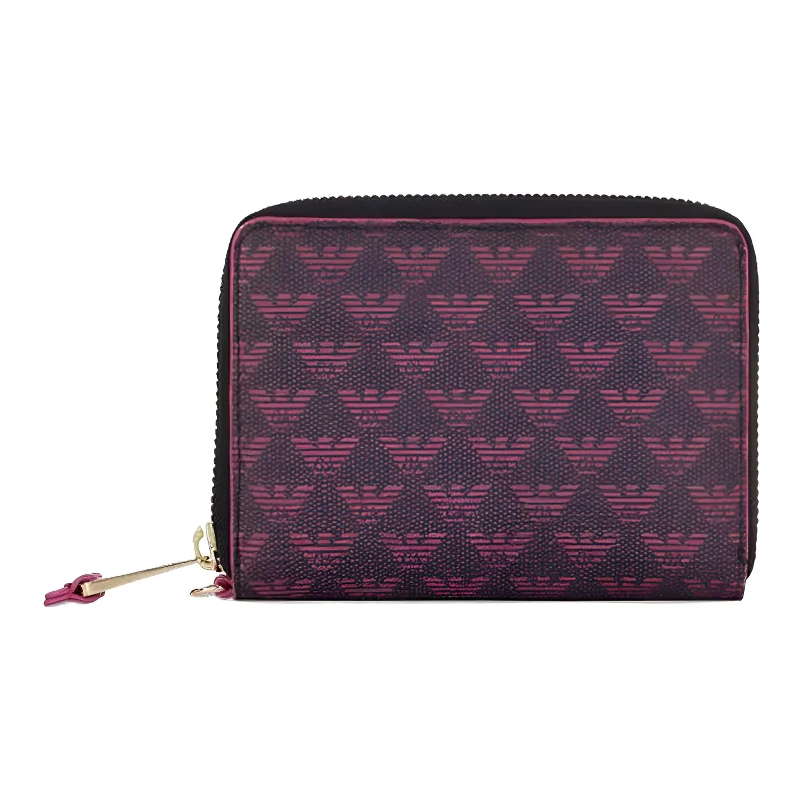 EMPORIO ARMANI Leather Wallet Clutch Women's Black & Fuchsia