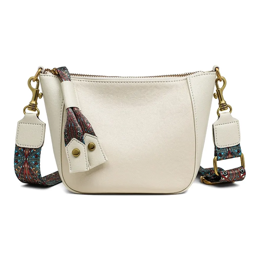 Crtnzo Kroez Сумка через плечо из коровьей кожи седельная сумка стандартная женская цвет экрю