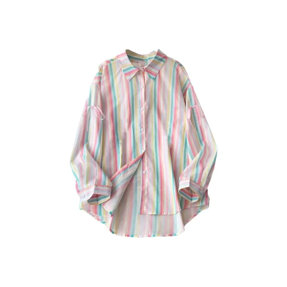 Vine Color Розовые полосы Женские Рубашки