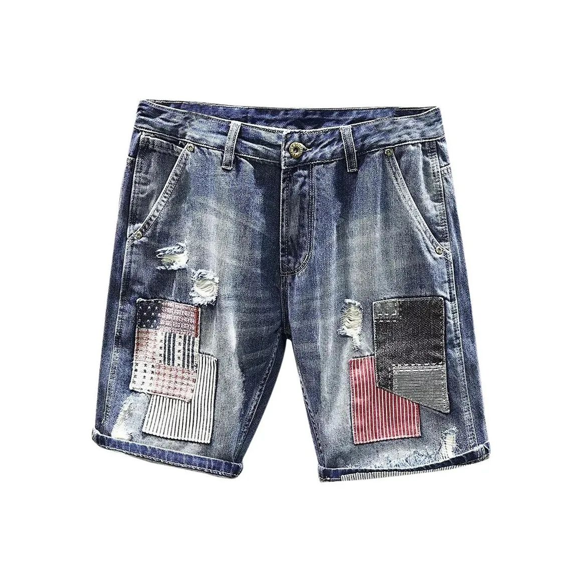 GEOGRE ALEX Blue Men's Denim Shorts GEOGRE ALEX Синий Мужские Джинсовые Шорты