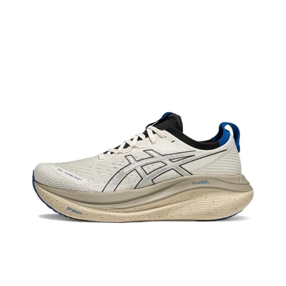 ASICS Гель Nimbus 27 Устойчивый к истиранию Дышащий Низкий Топ Повседневная Беговая Обувь Мужская Белый Серебряный Серый