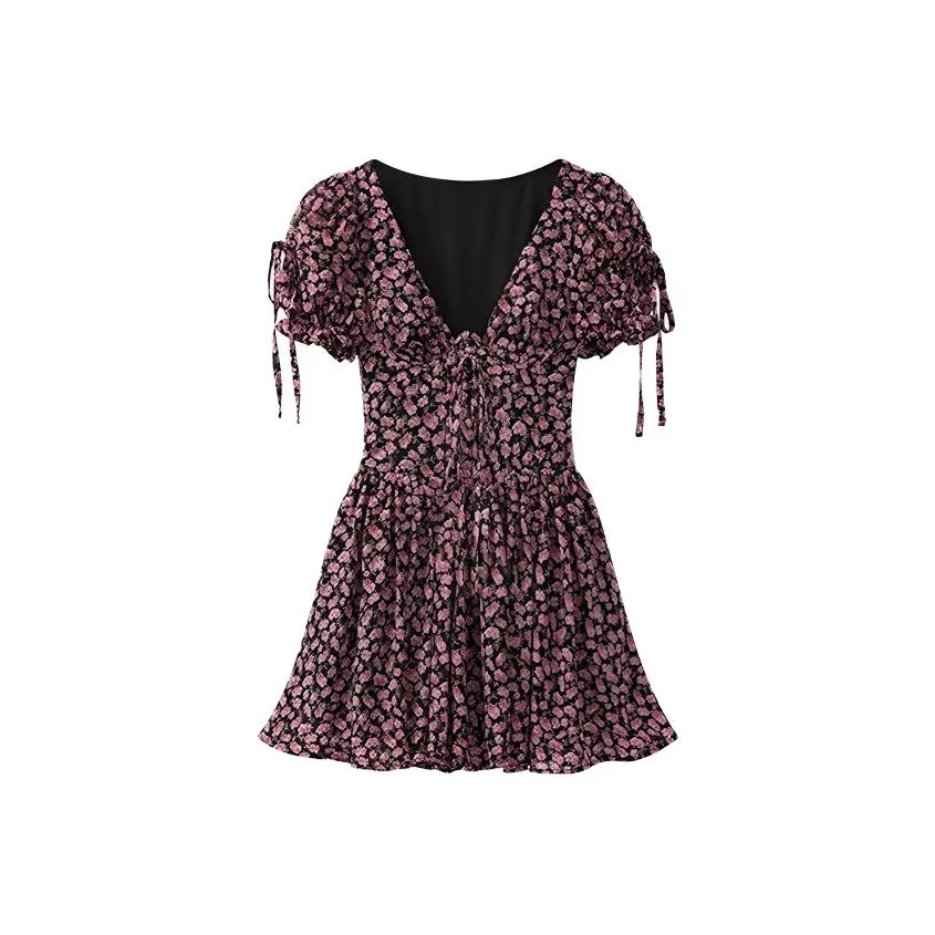 SEAR OFFICIAL Фиолетовые Женские Короткие Платья с Рукавами