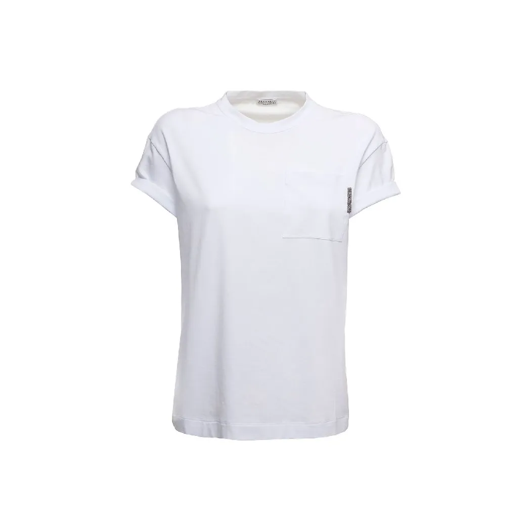 Brunello Cucinelli Rolled Sleeved Straight Hem T Shirt