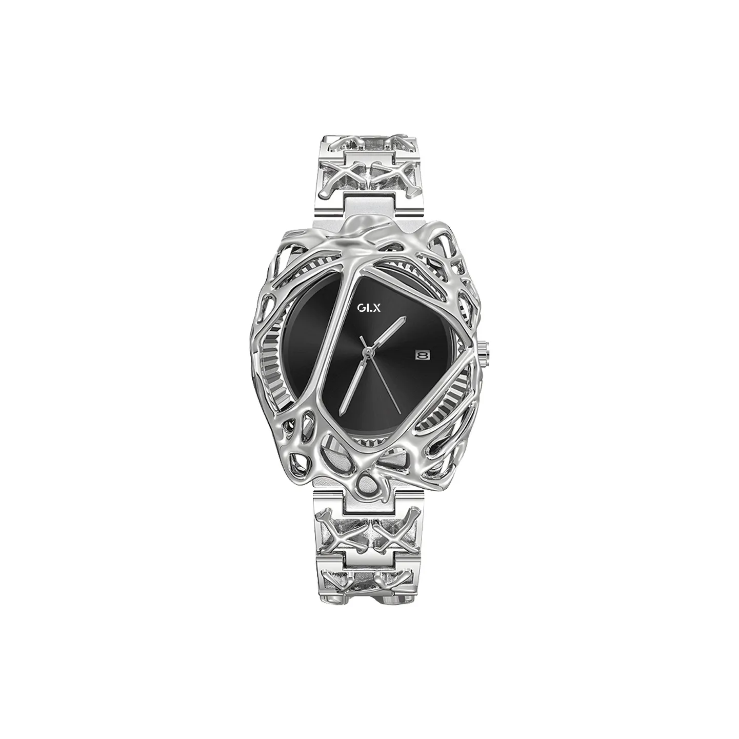 GLX Кварцевый механизм сплав ремешок мужские часы черный циферблат