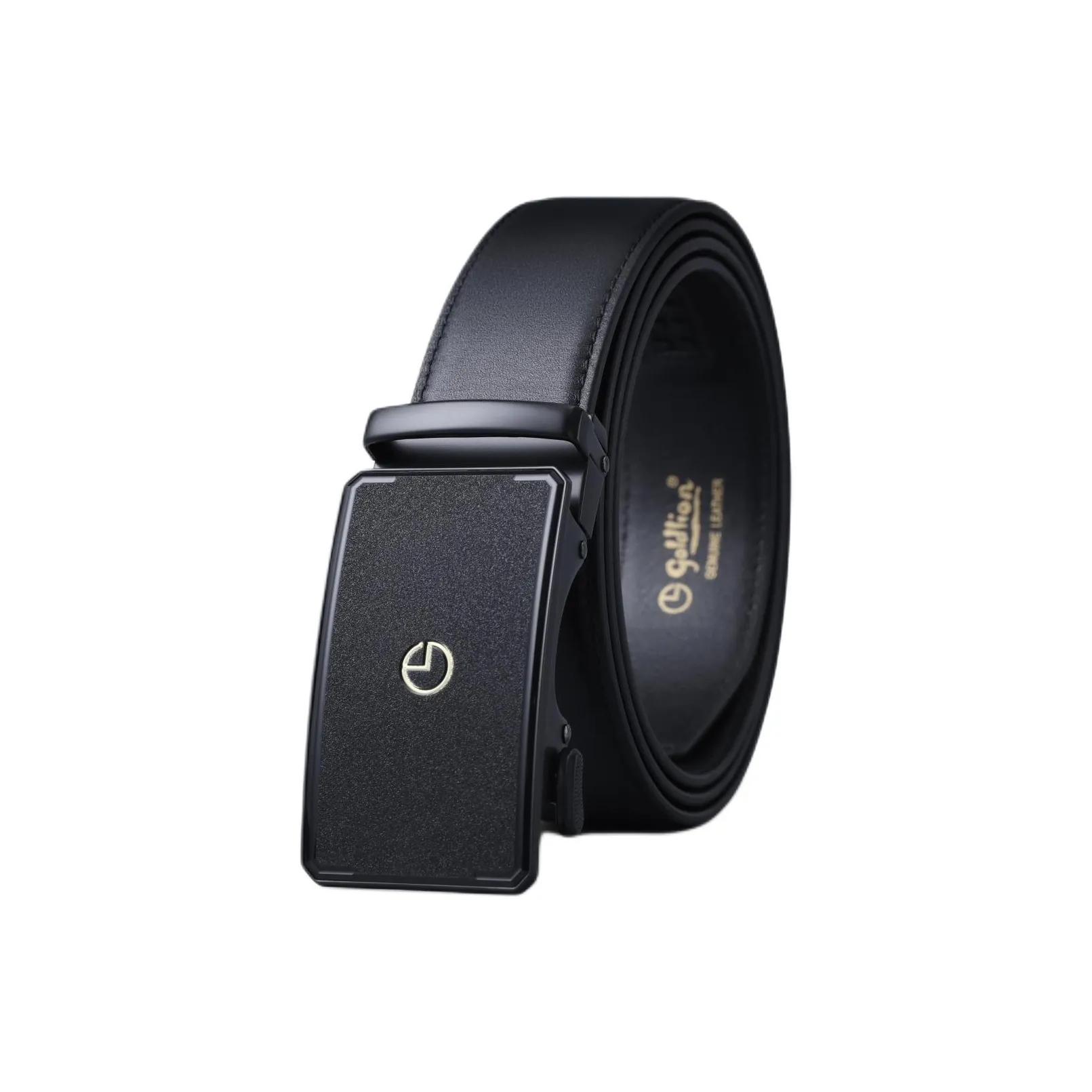 GOLDLION Cow Leather Belts Men's Black Width 3.5cm