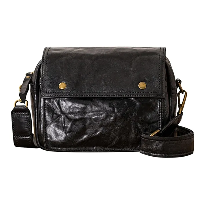 Back Step Натуральная кожа Сумка через плечо из крупнозернистой текстуры коровьей кожи Маленькая унисекс Черная