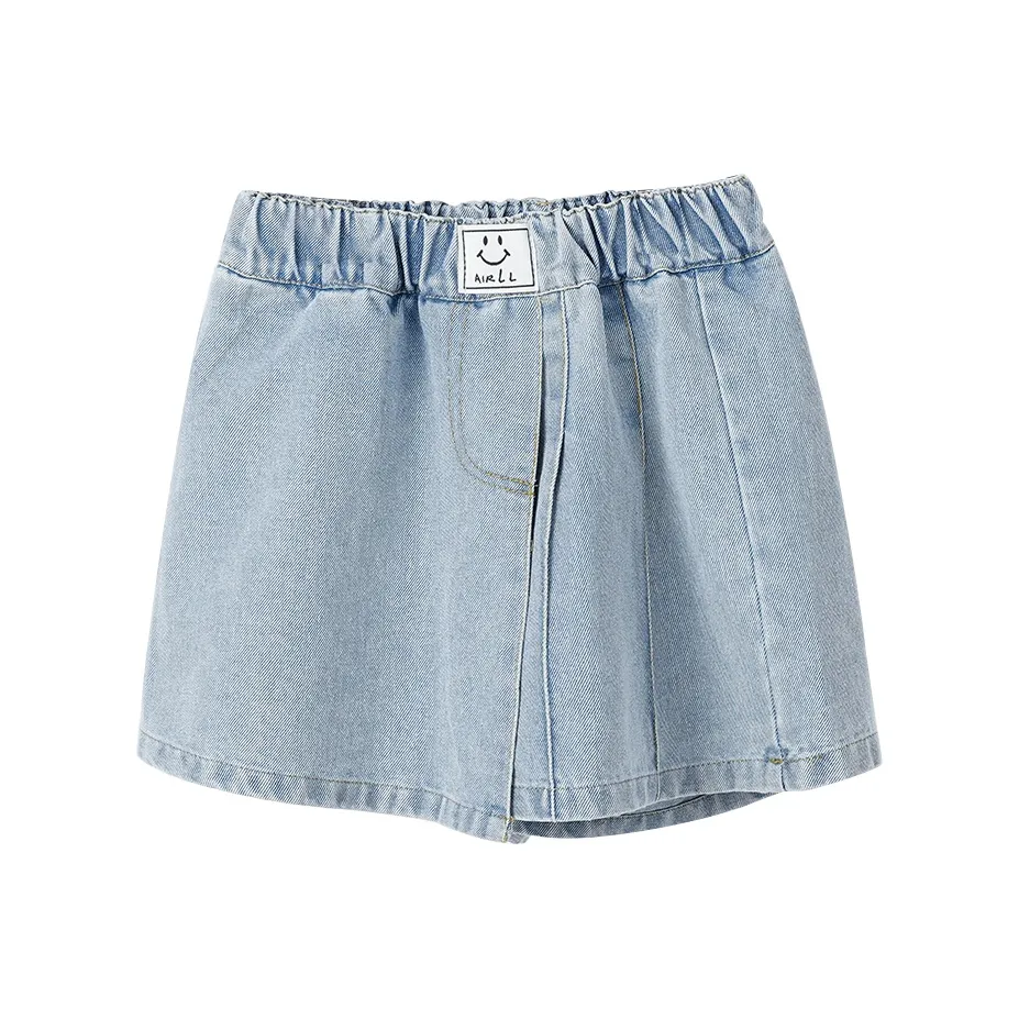 Mu Anmu Стильный Повседневный Тонкий Индивидуальный Минималистский стиль Однотонный Джинсы Платье Детский