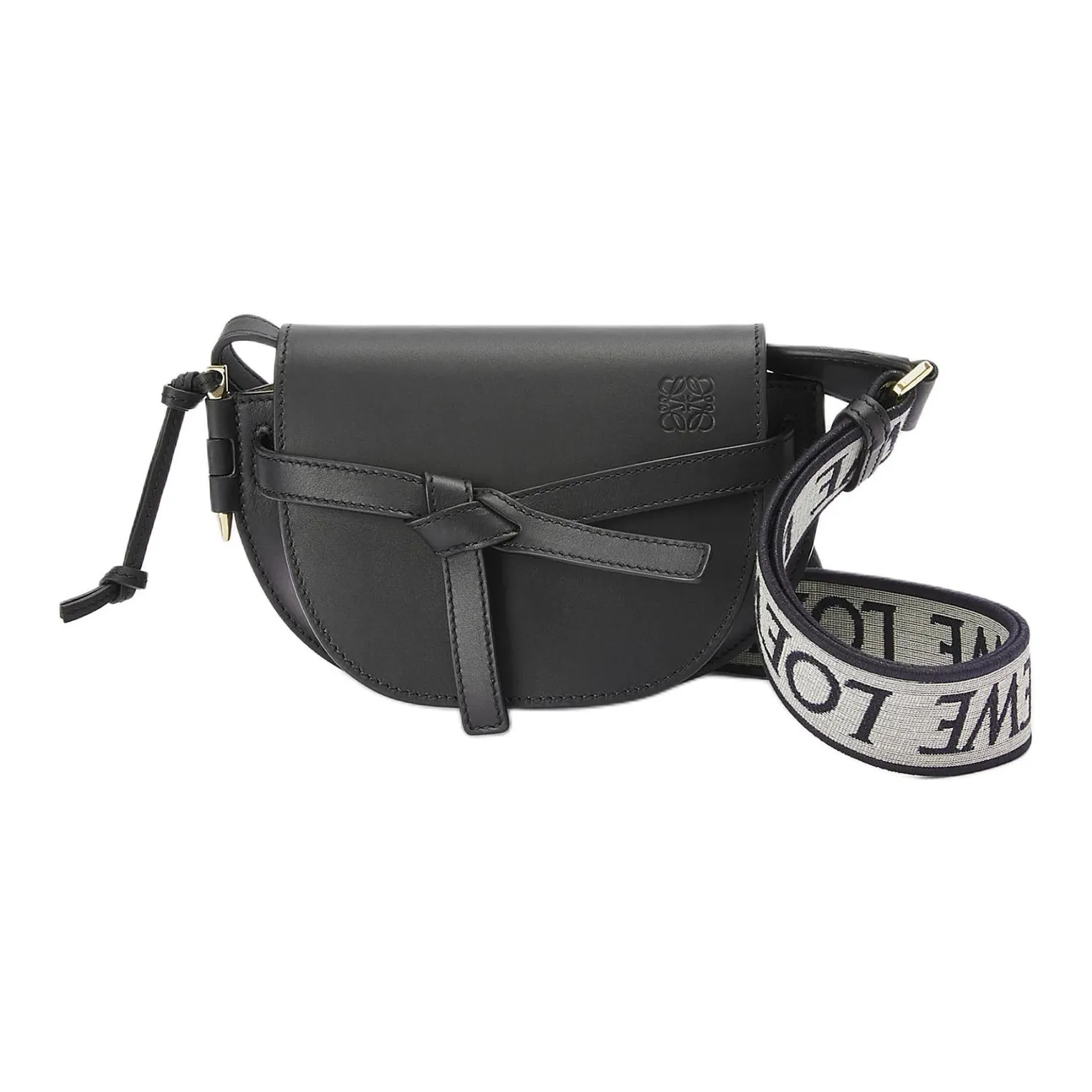 LOEWE Mini Gate Dual Bag In Soft Calfskin And Jacquard Black