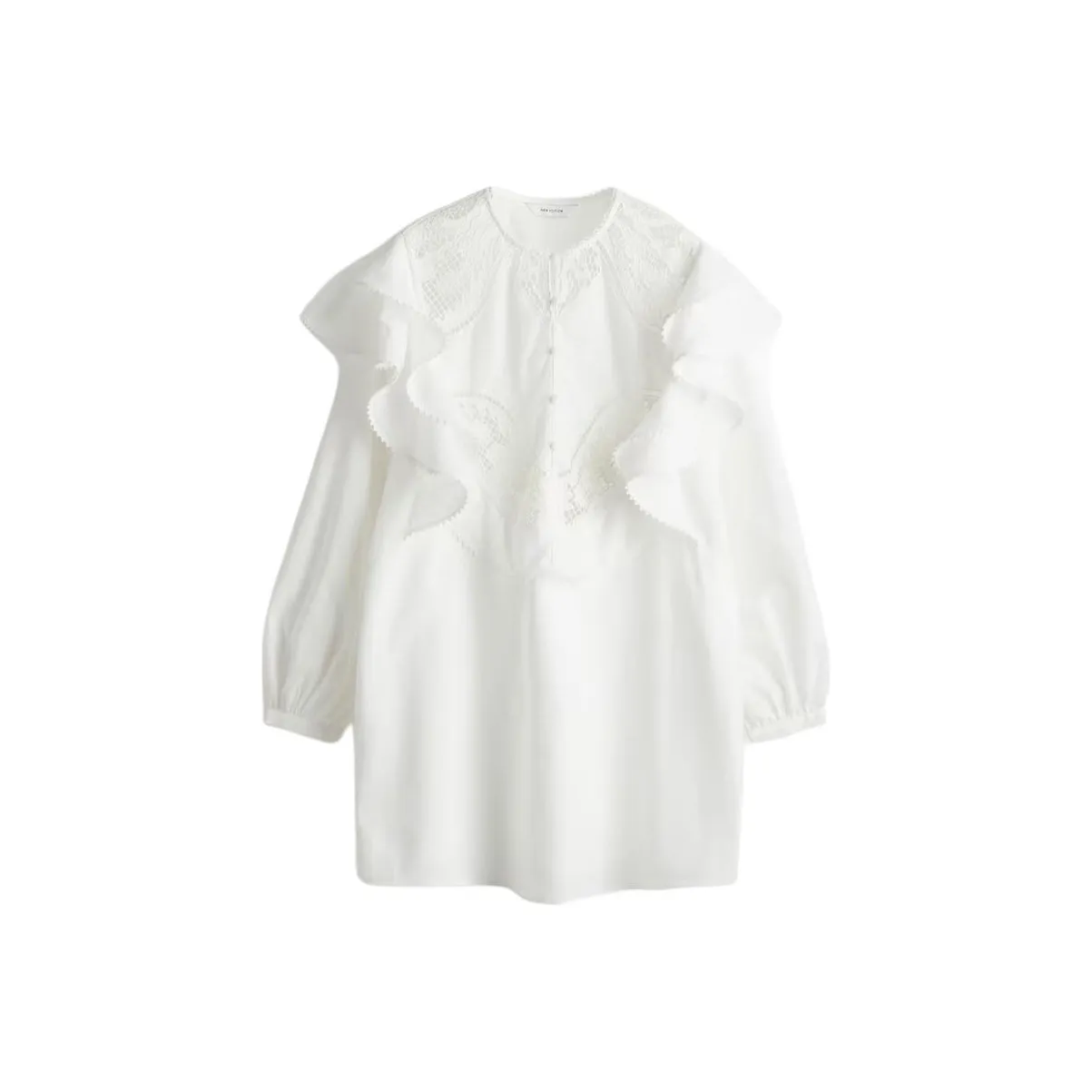 H&M Белое Женское Длинное Платье с Рукавами