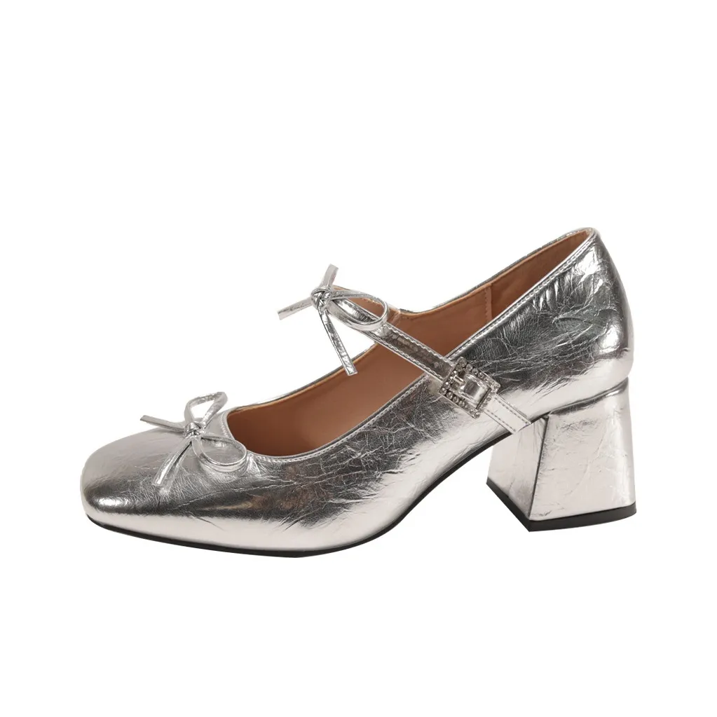 CAOT Туфли Мэри Джейн Женские Серебряные