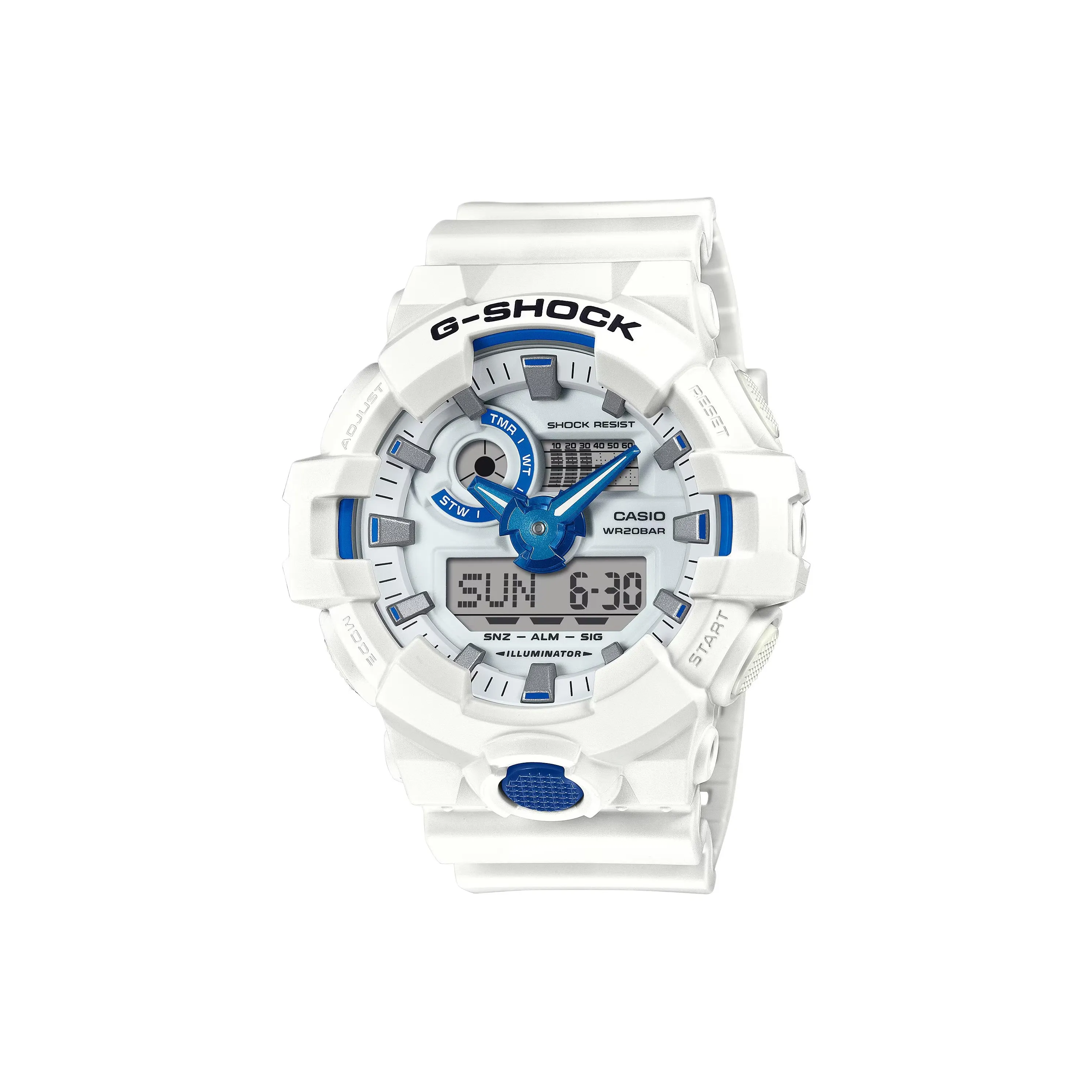 CASIO G SHOCK Кварцевый механизм Смольный ремешок Часы Мужские Белый циферблат