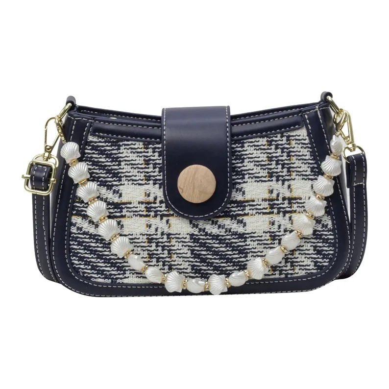 CAREELL Клетчатая ткань Сумка через плечо Стандартная Женская Белая Черная Синяя