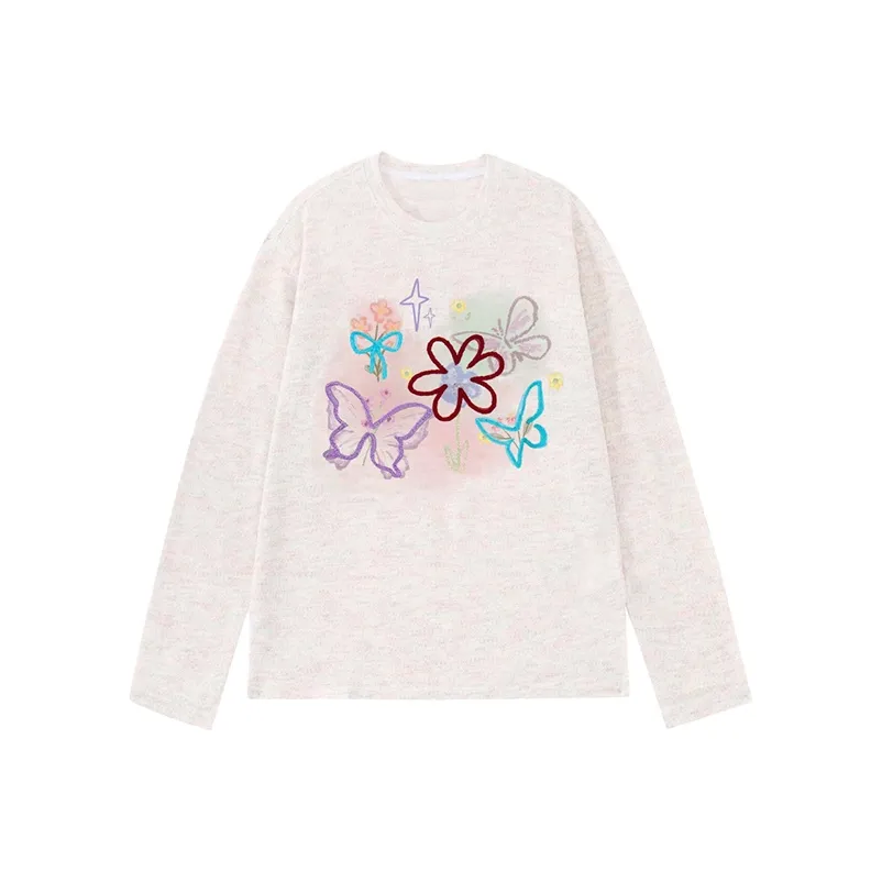 SISC Бабочка Вышивка Женские Футболки