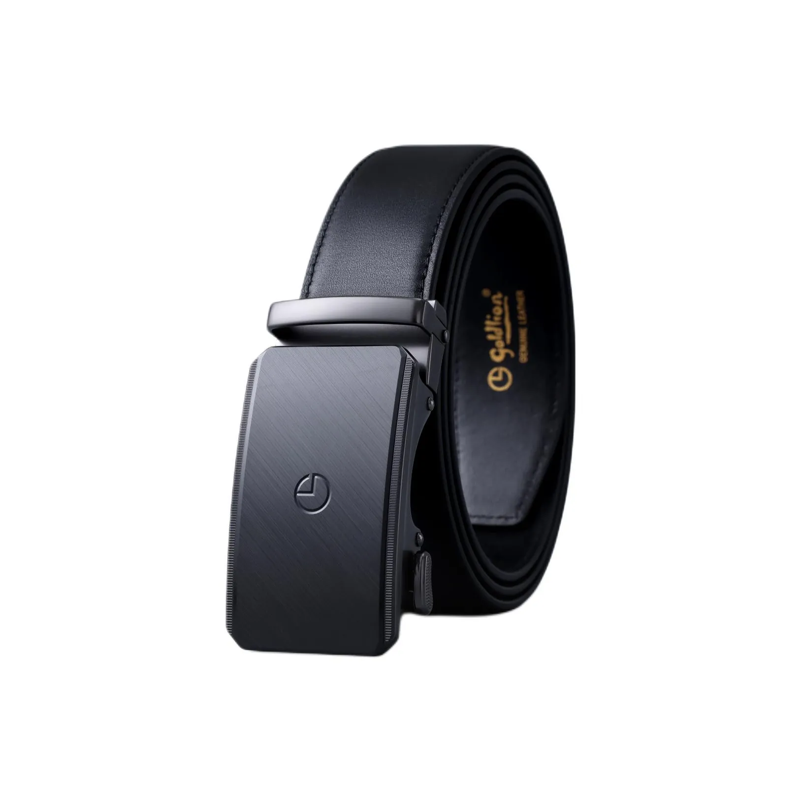 GOLDLION Selected Top Grain Genuine Leather Belts Men's Gunmetal/Black 3.5CM