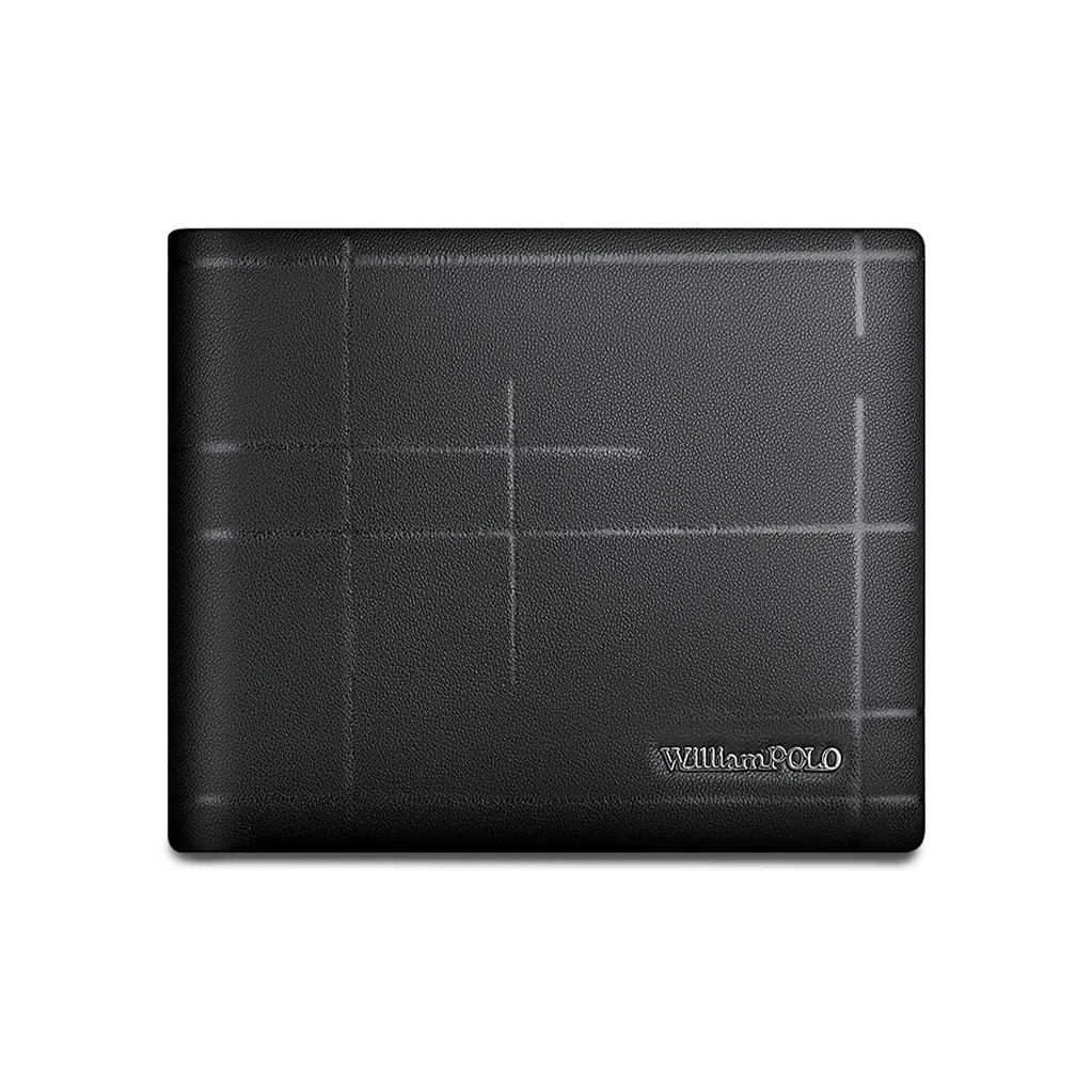 WilliamPOLO Кошелек из коровьей кожи с застежкой на кнопке мужской черный