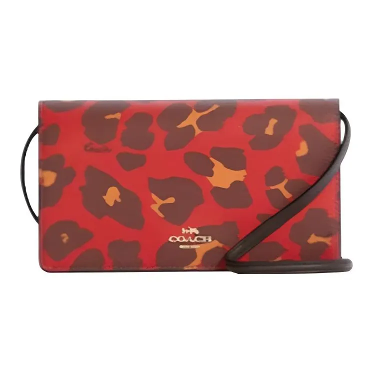 COACH Anna Coated Canvas With Leather Shoulder Bag, Crossbody Bag Trumpets Women's Red