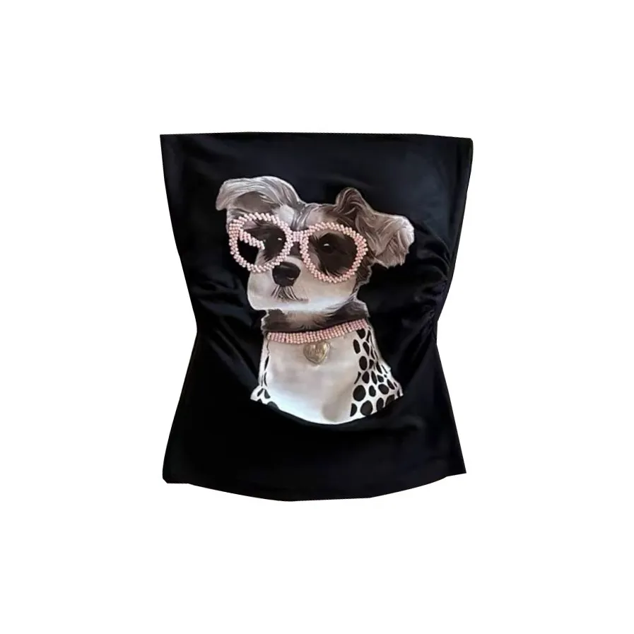 MEIJIAO Одно плечо Без бретелек Маленький Топ С вставками Без бретелек Верхняя одежда Женская