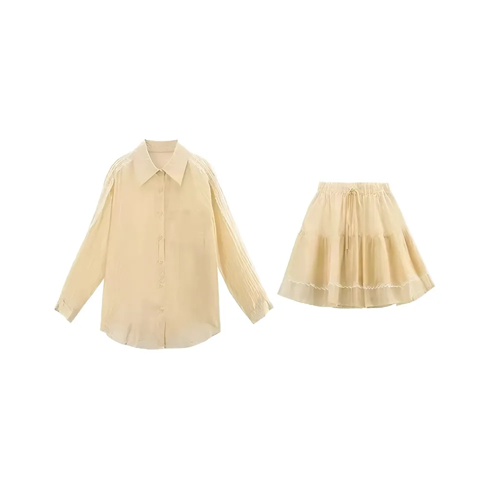 Garbege Светло-желтый Одежда Комплекты Женские Повседневные костюмы