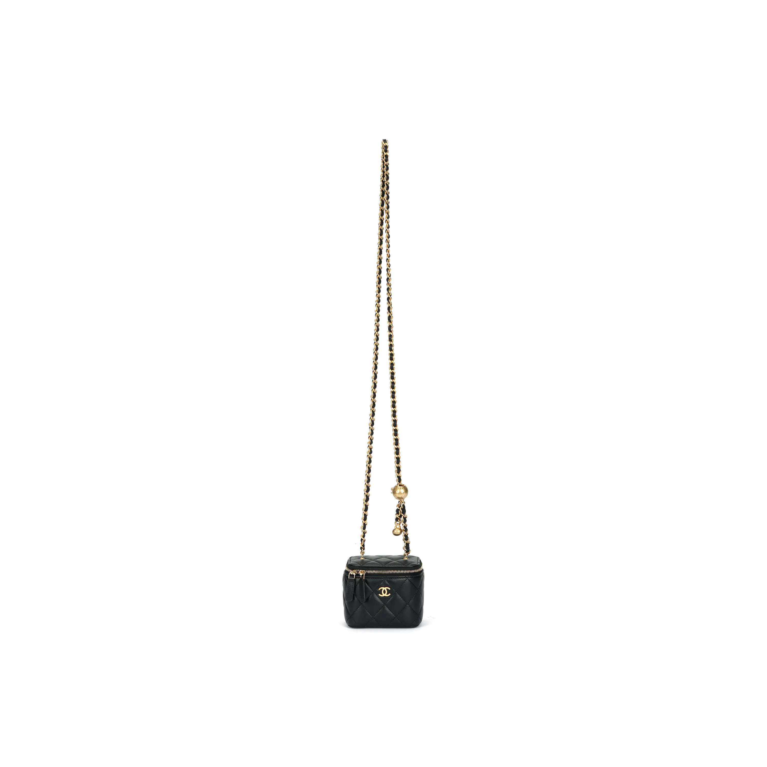 CHANEL Little Golden Ball Sheepskin Box Bag, Crossbody Bag, Shoulder Bag Women's Black