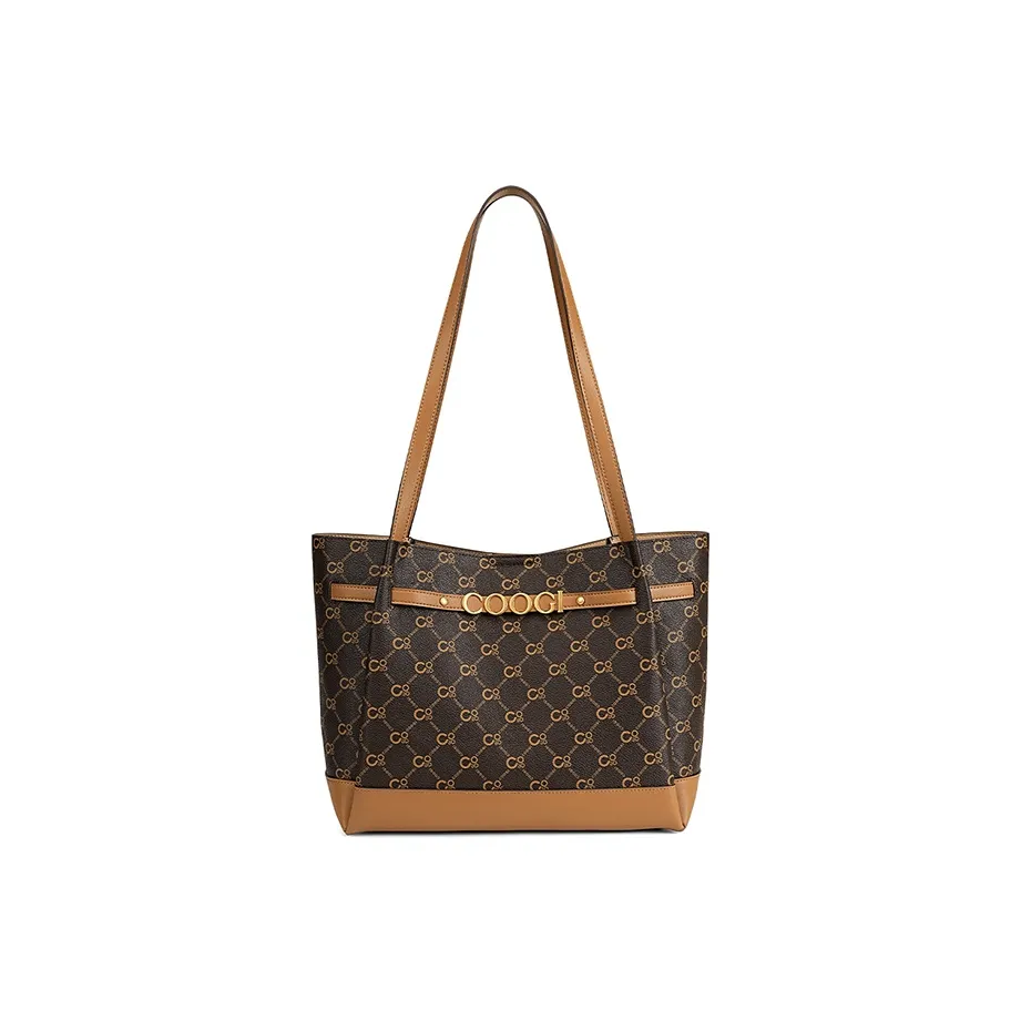 COOGI Синтетическая кожа Мода Vintage Versatile Сумка-тоут Сумка через плечо Стандартная Женская Кофейного цвета