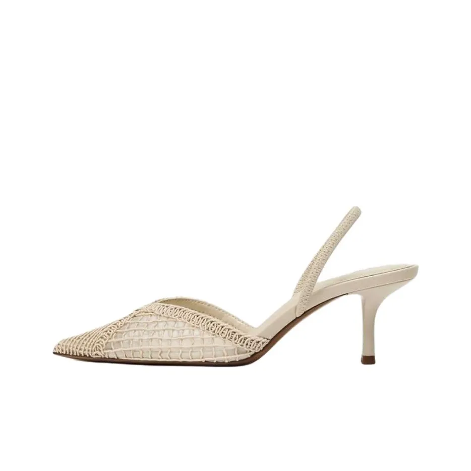 ZARA Узкий каблук высокий каблук 6 см женский светло-бежевый желтый