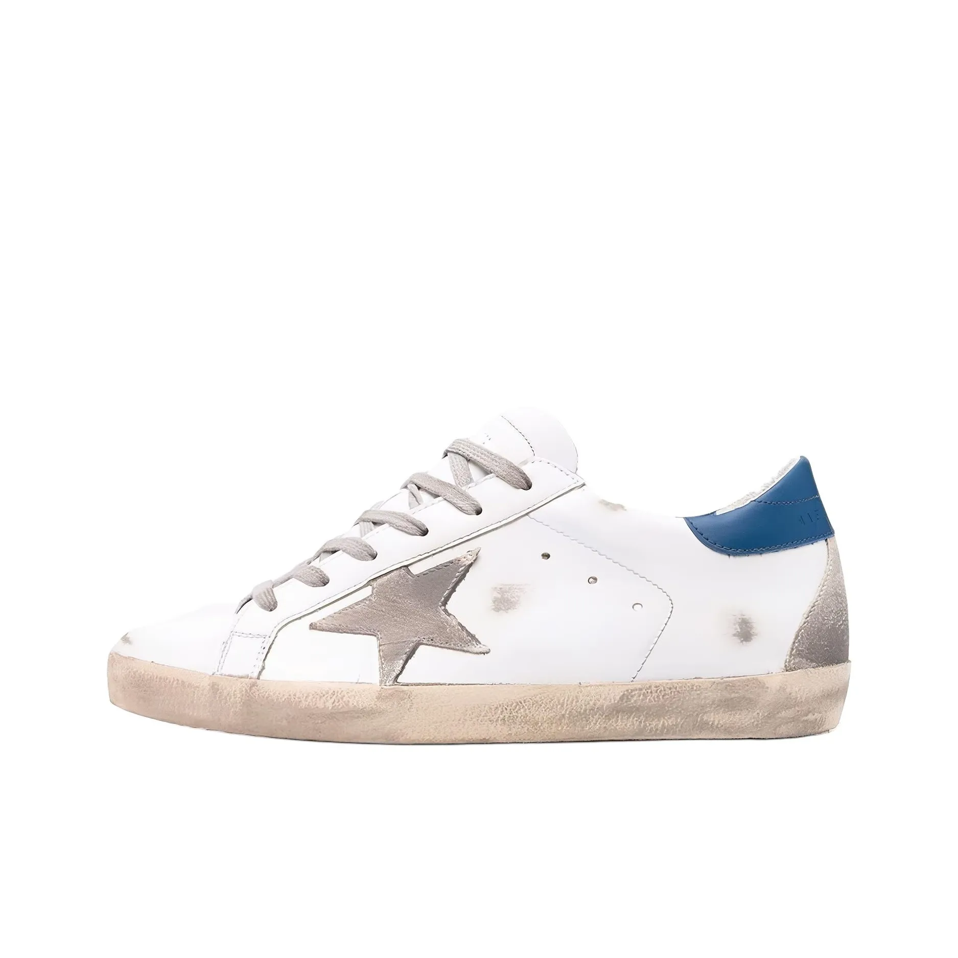 Golden Goose Super-Star White Royal Blue Grey Suede Patch Women's