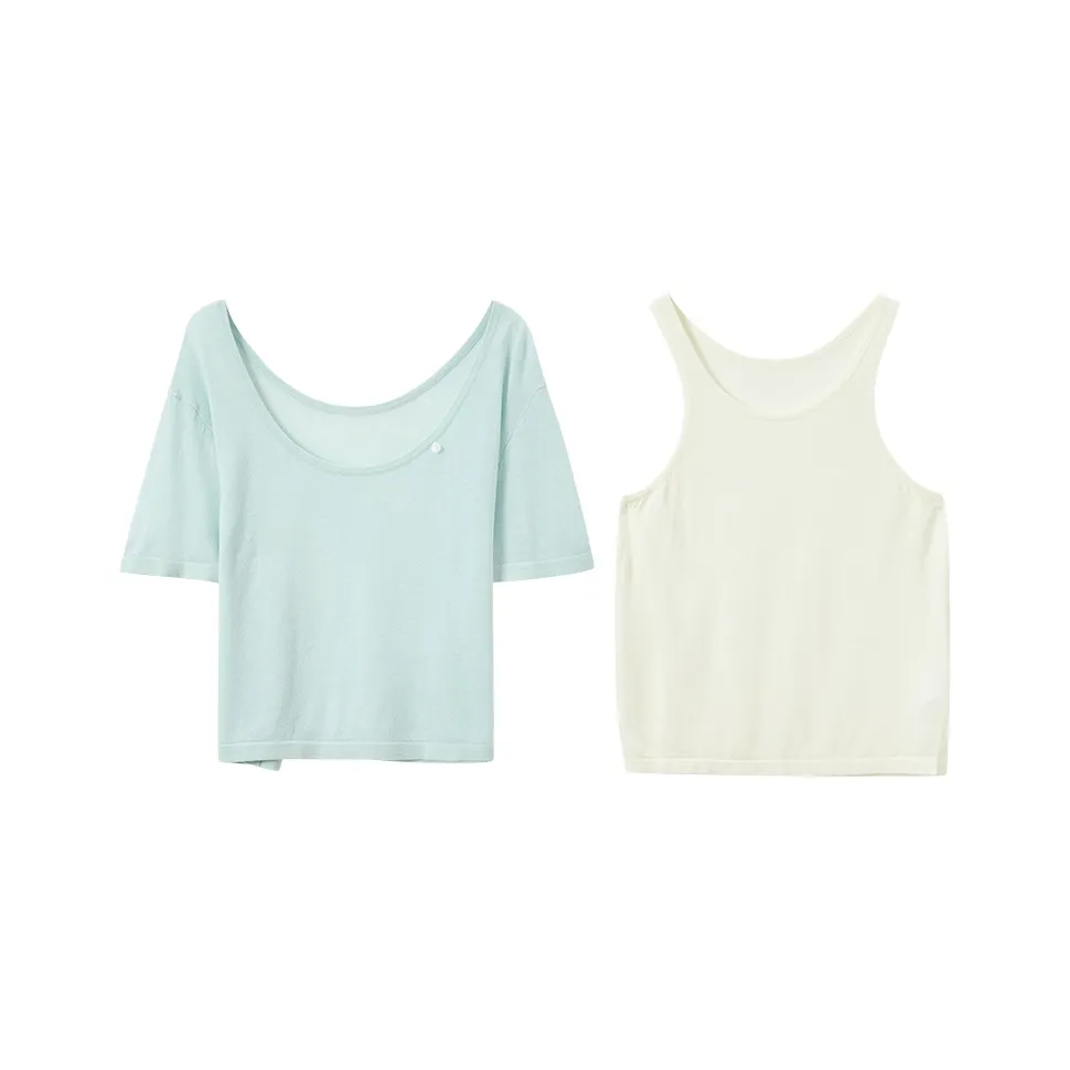 3COLOUR Одежда Наборы Ледниково-голубой Трикотаж + Майка Женские Повседневные Комплекты