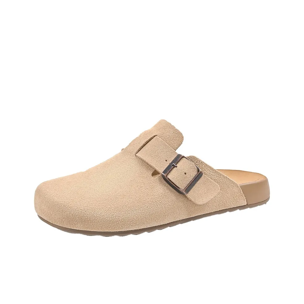 AOKANG Trend Series Резиновая подошва Кожаный пэчворк Без Особенных функций Домашние тапочки Мужские Абрикос