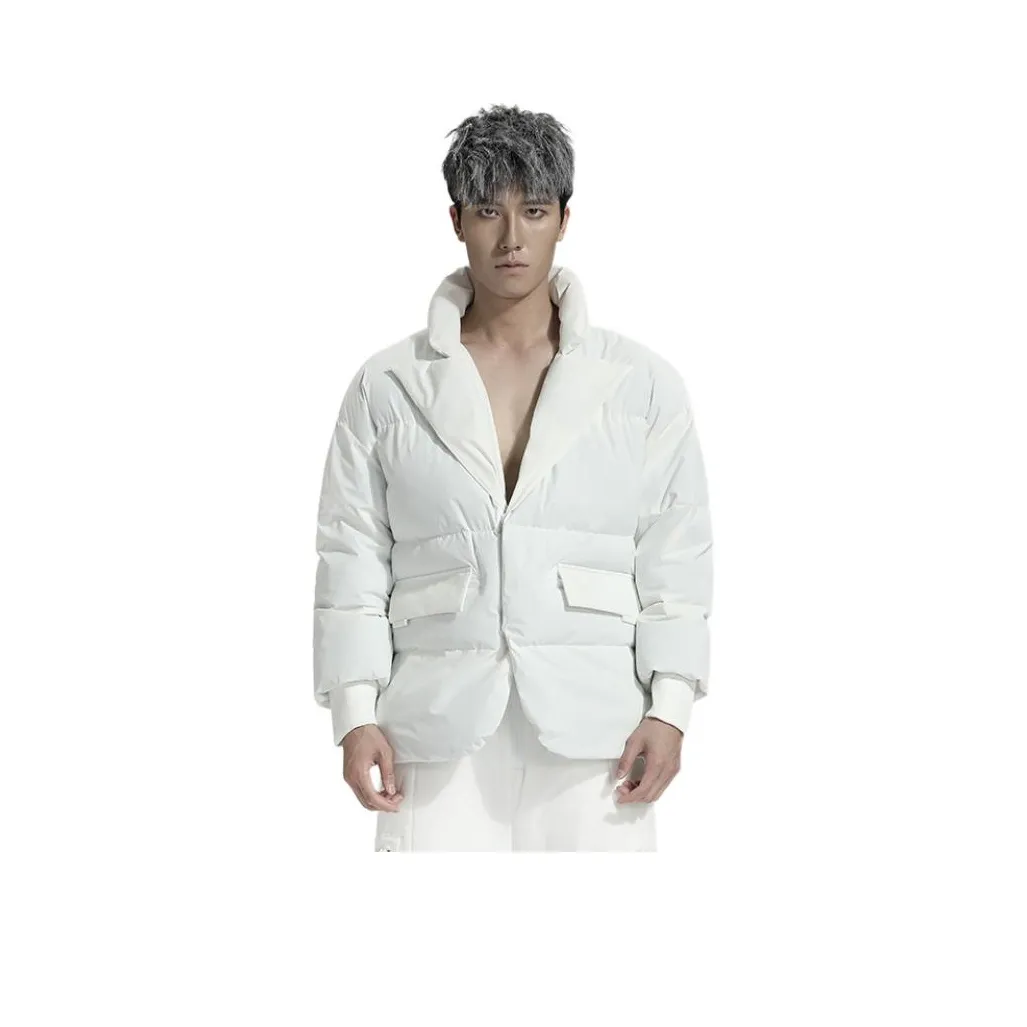 NORVINCY Outdoor Однотонный Versatile Cropped Two Button Down Cotton Down Jacket Unisex NORVINCY Outdoor Однотонный Универсальный Укороченный Два Кнопки Пуховая Куртка Унисекс