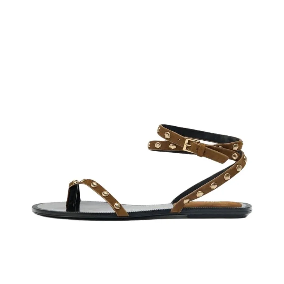 ZARA One Ремень Сандалии 1,5 см Женские Коричневый