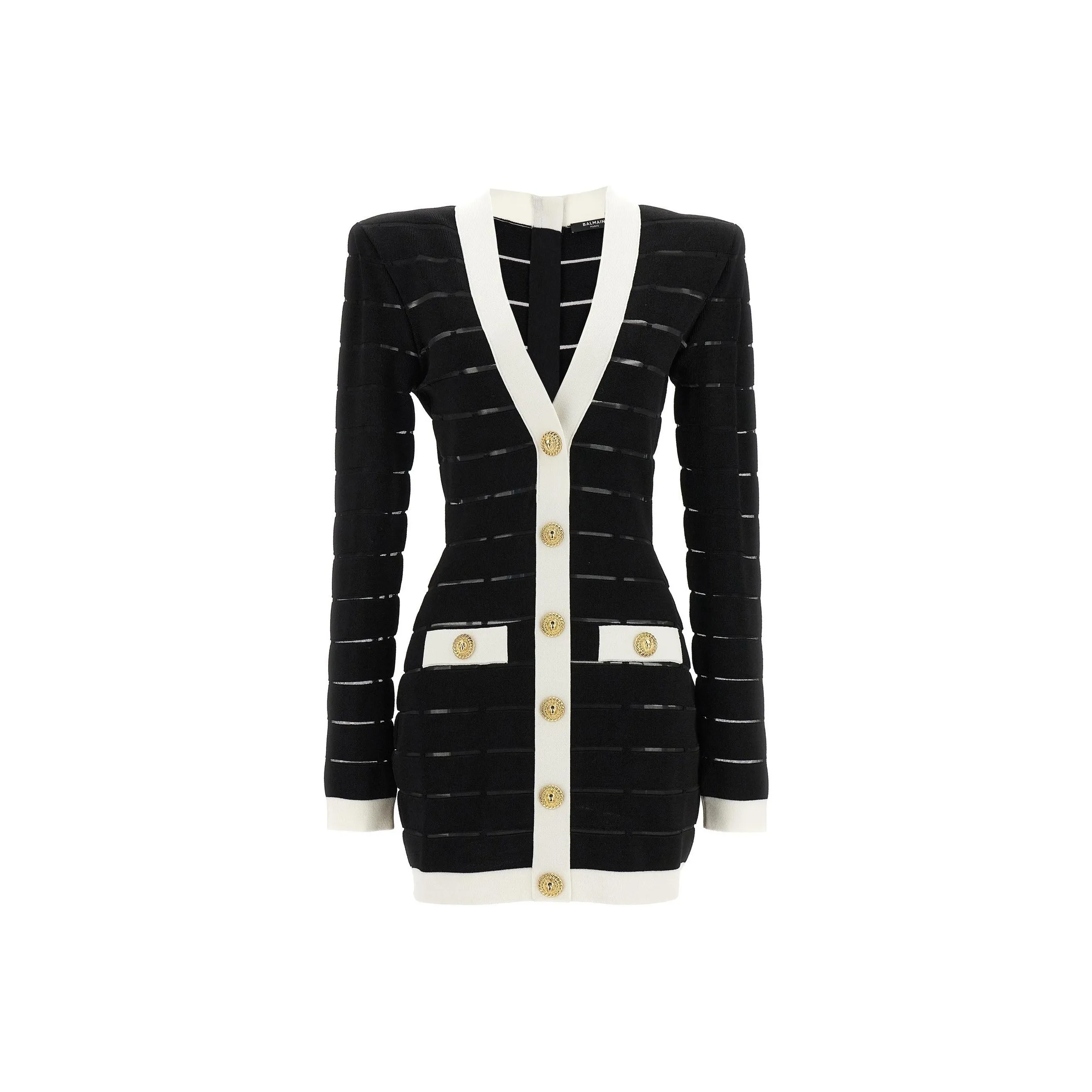 BALMAIN Button Embellished Knitted Mini Dress
