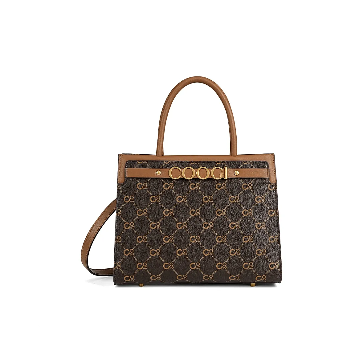 COOGI Коровья кожа Сумка Маленькая Женская Кофейного Экрю цвета